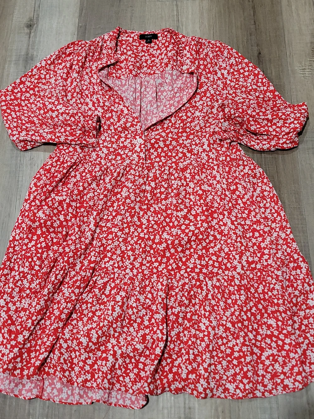 J. Crew Red & White Floral Midi Dress